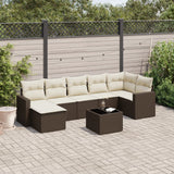 vidaXL 7-delige Loungeset met kussens poly rattan zwart