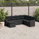 vidaXL 7-delige Loungeset met kussens poly rattan zwart