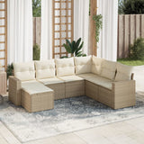 vidaXL 7-delige Loungeset met kussens poly rattan zwart