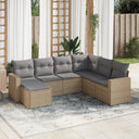 vidaXL 7-delige Loungeset met kussens poly rattan zwart
