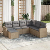 vidaXL 7-delige Loungeset met kussens poly rattan zwart