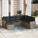 vidaXL 7-delige Loungeset met kussens poly rattan zwart