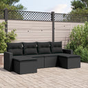 vidaXL 6-Piece Lounge Set with Cushions Poly Rattan Black