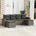 vidaXL 6-Piece Lounge Set with Cushions Poly Rattan Black