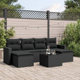 vidaXL 6-delige Loungeset met kussens poly rattan zwart