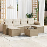 vidaXL 6-delige Loungeset met kussens poly rattan zwart