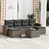 vidaXL 6-delige Loungeset met kussens poly rattan zwart