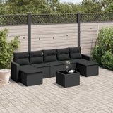 vidaXL 7-delige Loungeset met kussens poly rattan zwart
