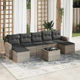 vidaXL 7-delige Loungeset met kussens poly rattan zwart