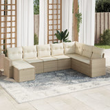 vidaXL 8-delige Loungeset met kussens poly rattan zwart