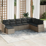 vidaXL 8-delige Loungeset met kussens poly rattan zwart