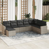 vidaXL 8-delige Loungeset met kussens poly rattan zwart