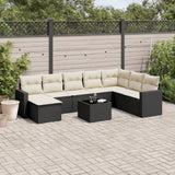 vidaXL 8-delige Loungeset met kussens poly rattan zwart