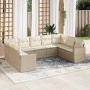 vidaXL 9-delige Loungeset met kussens poly rattan zwart