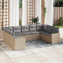vidaXL 9-delige Loungeset met kussens poly rattan zwart