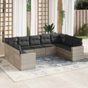 vidaXL 9-delige Loungeset met kussens poly rattan zwart