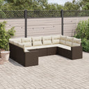 vidaXL 9-delige Loungeset met kussens poly rattan zwart