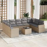vidaXL 9-delige Loungeset met kussens poly rattan zwart