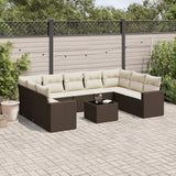 vidaXL 9-delige Loungeset met kussens poly rattan zwart