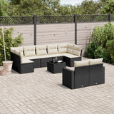 vidaXL 9-delige Loungeset met kussens poly rattan zwart