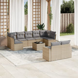 vidaXL 9-delige Loungeset met kussens poly rattan zwart
