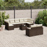 vidaXL 9-delige Loungeset met kussens poly rattan zwart