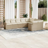 vidaXL 9-delige Loungeset met kussens poly rattan zwart