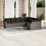vidaXL 9-delige Loungeset met kussens poly rattan zwart