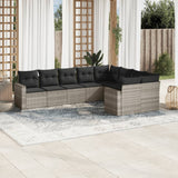 vidaXL 9-delige Loungeset met kussens poly rattan zwart