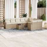 vidaXL 9-delige Loungeset met kussens poly rattan zwart