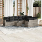 vidaXL 9-delige Loungeset met kussens poly rattan zwart