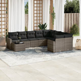 vidaXL 10-delige Loungeset met kussens poly rattan zwart