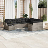 vidaXL 10-delige Loungeset met kussens poly rattan zwart