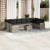 vidaXL 10-delige Loungeset met kussens poly rattan zwart