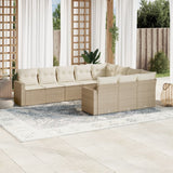 vidaXL 10-delige Loungeset met kussens poly rattan zwart