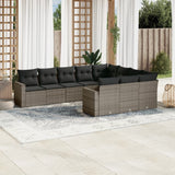 vidaXL 10-delige Loungeset met kussens poly rattan zwart