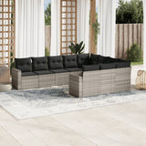 vidaXL 10-delige Loungeset met kussens poly rattan zwart
