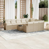 vidaXL 10-delige Loungeset met kussens poly rattan zwart