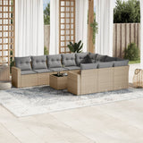 vidaXL 10-delige Loungeset met kussens poly rattan zwart