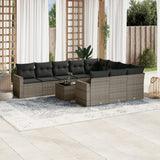 vidaXL 10-delige Loungeset met kussens poly rattan zwart