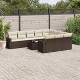 vidaXL 10-delige Loungeset met kussens poly rattan zwart