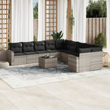 vidaXL 10-delige Loungeset met kussens poly rattan zwart