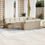 vidaXL 11-delige Loungeset met kussens poly rattan zwart