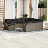 vidaXL 11-delige Loungeset met kussens poly rattan zwart