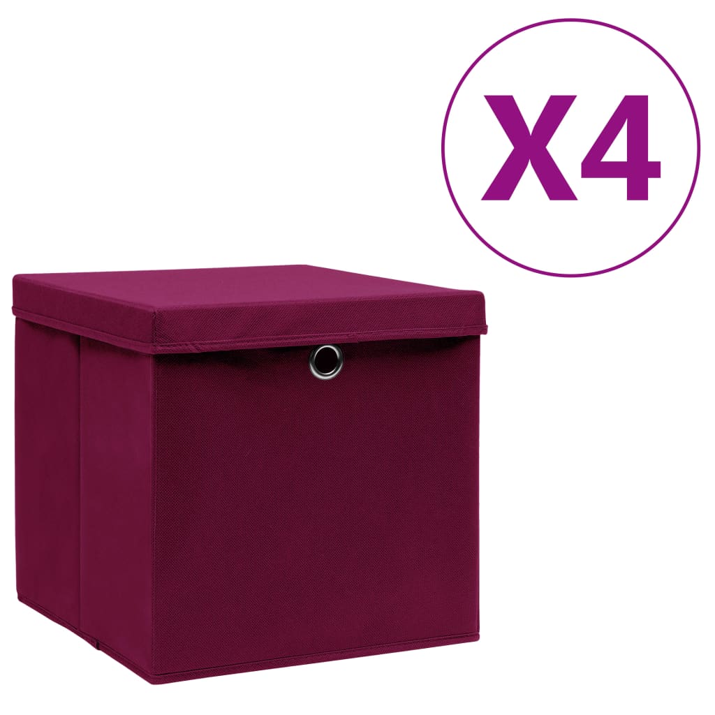 vidaXL Opbergboxen 4 st 28x28x28 cm nonwoven stof zwart