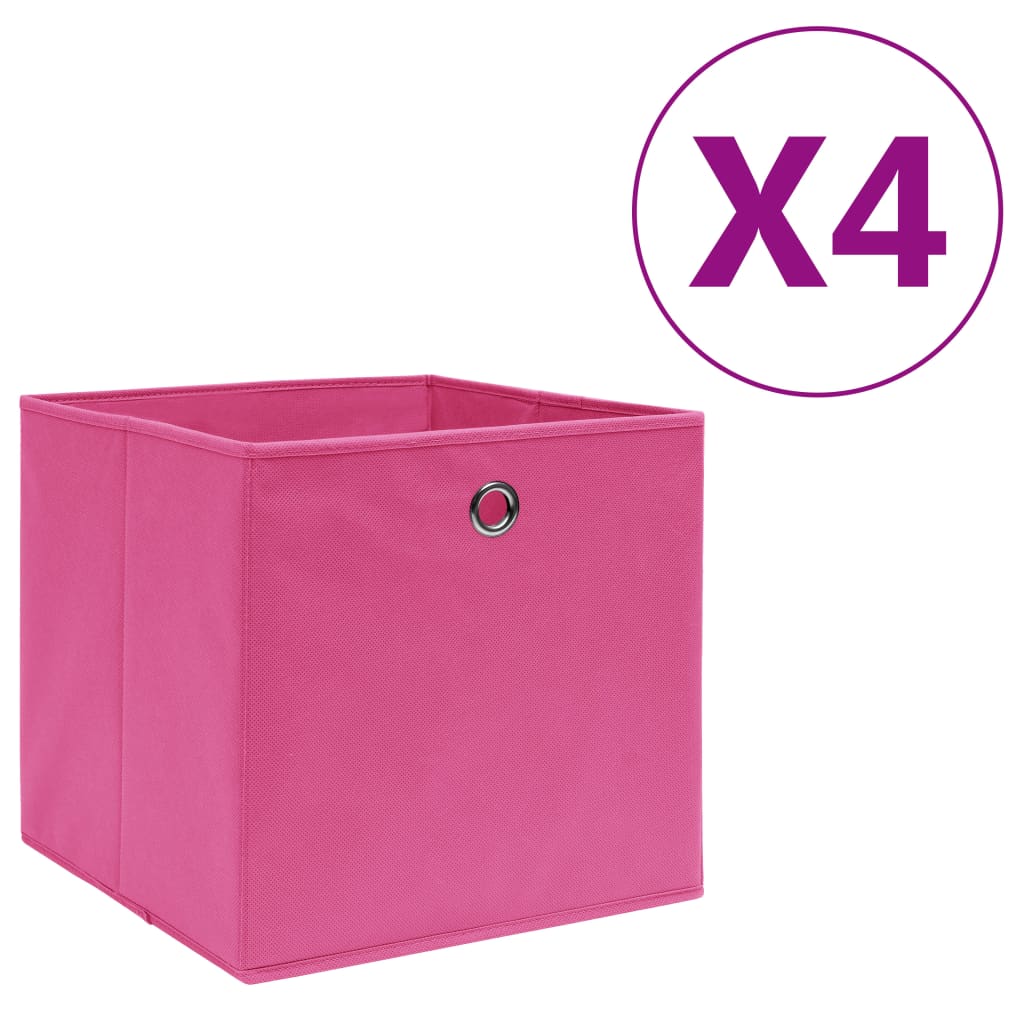vidaXL Opbergboxen 4 st 28x28x28 cm nonwoven stof zwart