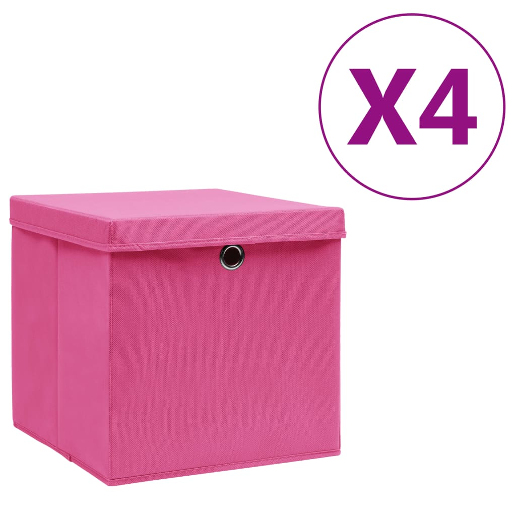 vidaXL Opbergboxen 4 st 28x28x28 cm nonwoven stof zwart