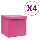 vidaXL Opbergboxen 4 st 28x28x28 cm nonwoven stof zwart