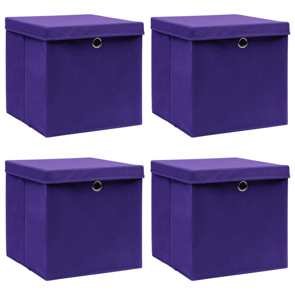 vidaXL Opbergboxen 4 st 28x28x28 cm nonwoven stof zwart