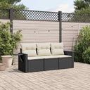vidaXL 3-Piece Lounge Set with Cushions Poly Rattan Black